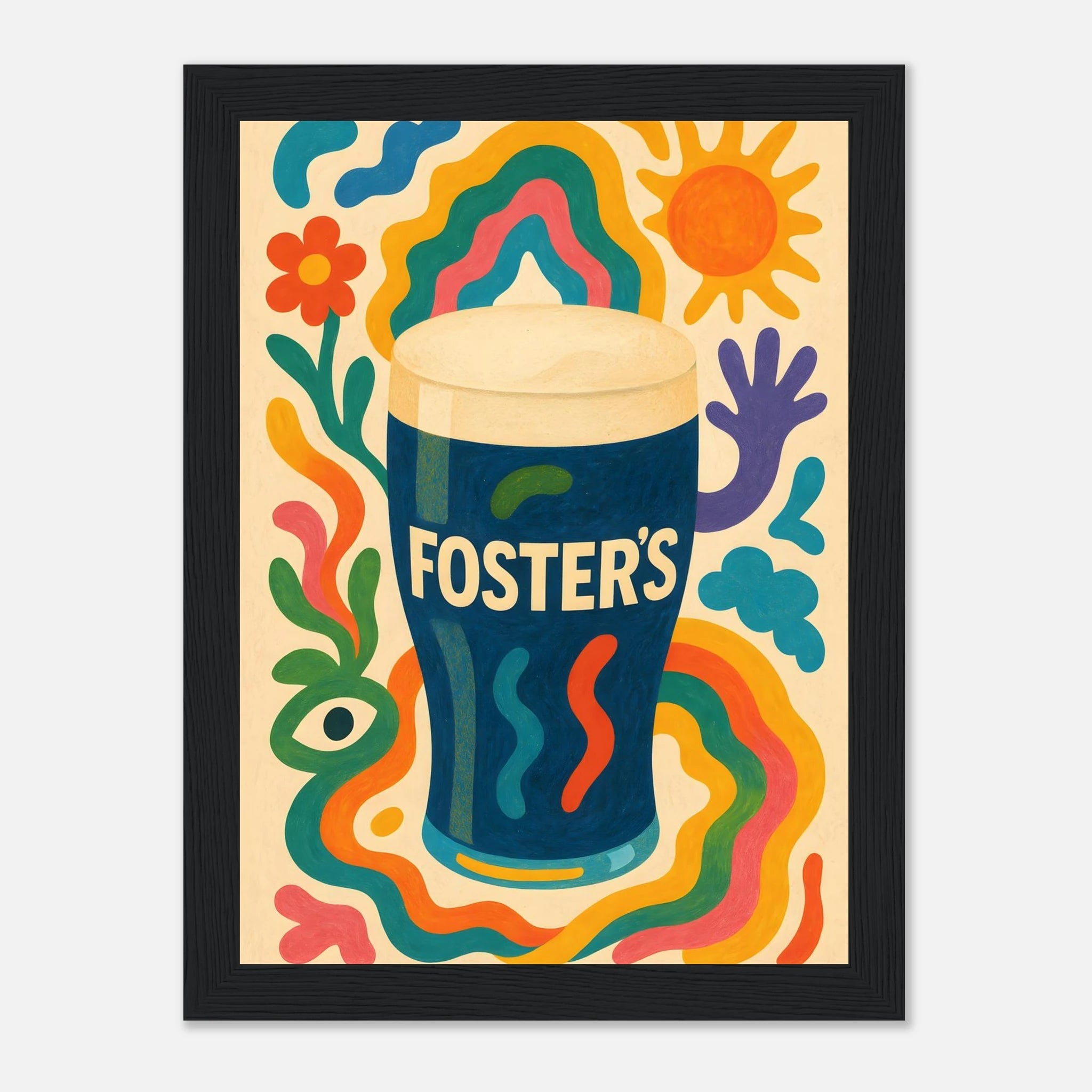 Fosters Drink Illustration Poster - Premium Semi - Glossy Poster - Mounted Framed Poster - The House Of BLOC