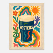 Fosters Drink Illustration Poster - Premium Semi - Glossy Poster - Mounted Framed Poster - The House Of BLOC