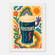 Fosters Drink Illustration Poster - Premium Semi - Glossy Poster - Mounted Framed Poster - The House Of BLOC