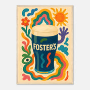 Fosters Drink Illustration Poster - Premium Semi - Glossy Poster - Mounted Framed Poster - The House Of BLOC