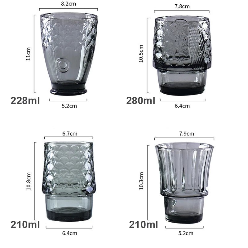 Four Piece Embossed Koi Stackable Glasses Set - The House Of BLOC