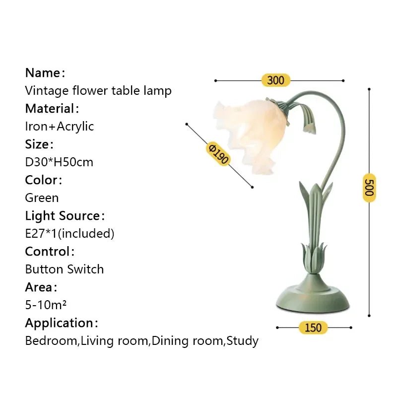 French Retro Style Flower Desk Lamp - The House Of BLOC