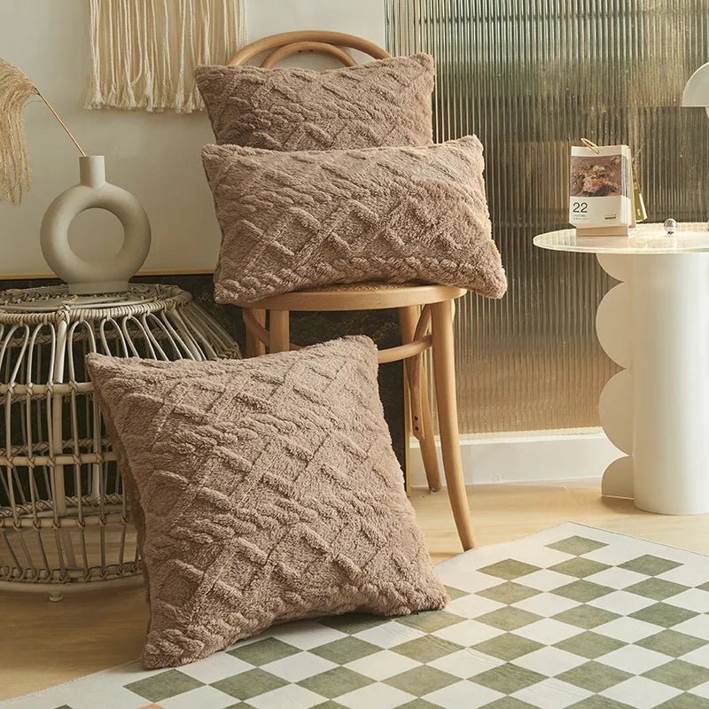 Geometric Plush Cushion Cover - The House Of BLOC