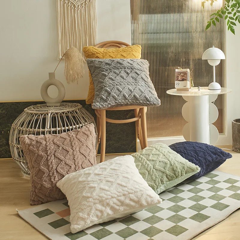 Geometric Plush Cushion Cover - The House Of BLOC