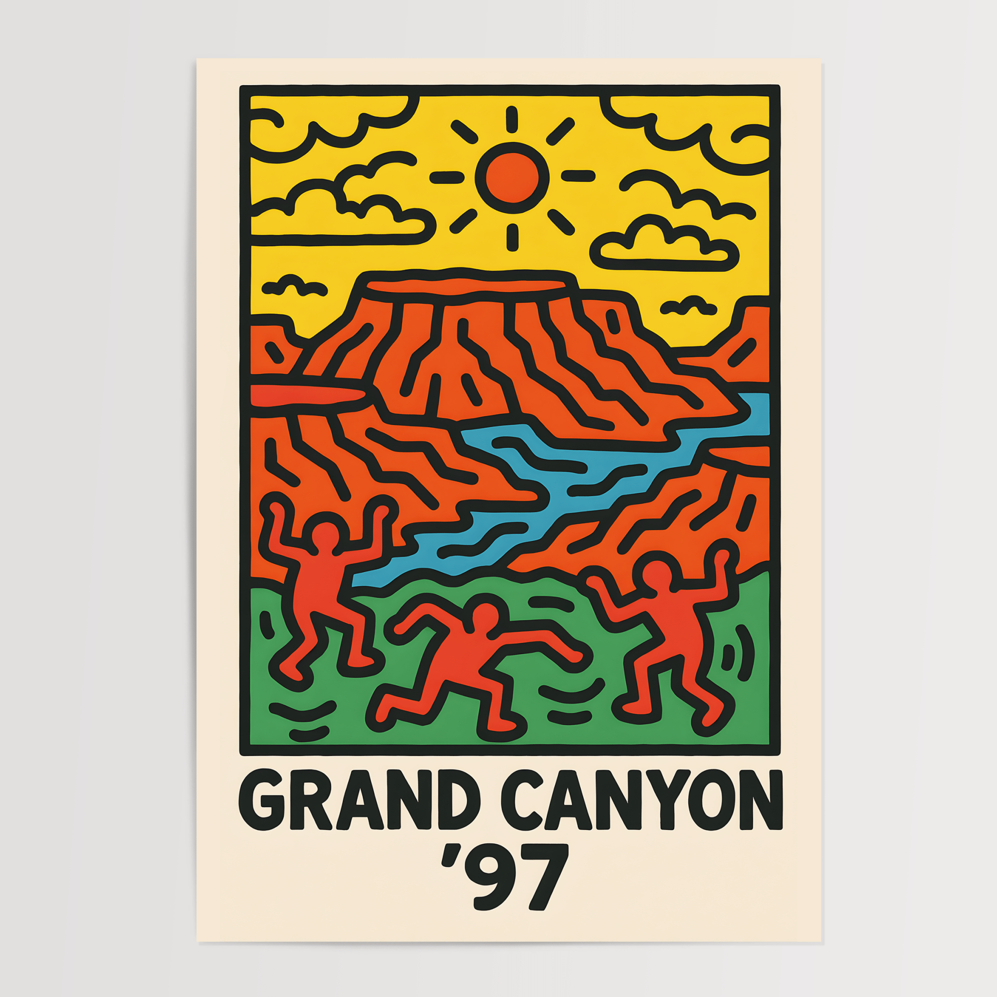 Grand Canyon Poster - Keith Haring Inspired - Premium Semi - Glossy Poster - The House Of BLOC