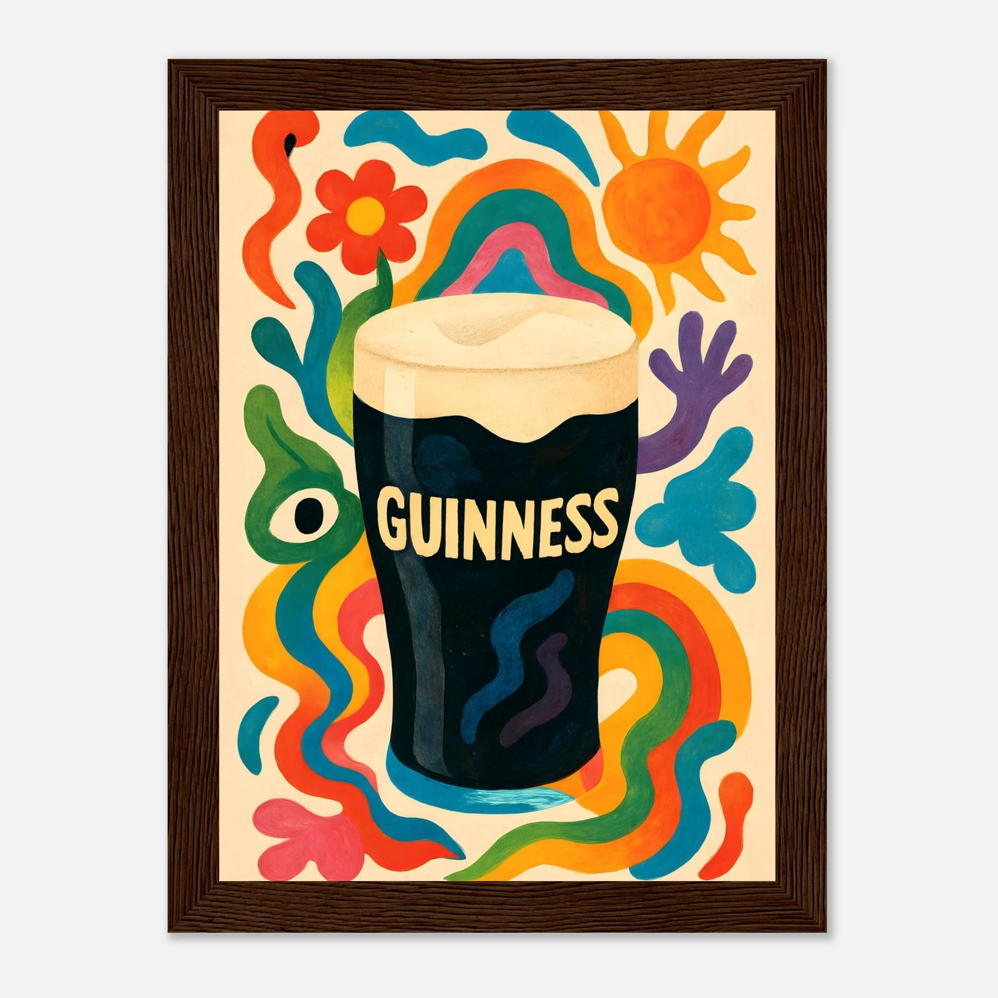 Guinness Drink Illustration Poster - Premium Semi - Glossy Poster - Mounted Framed Poster - The House Of BLOC