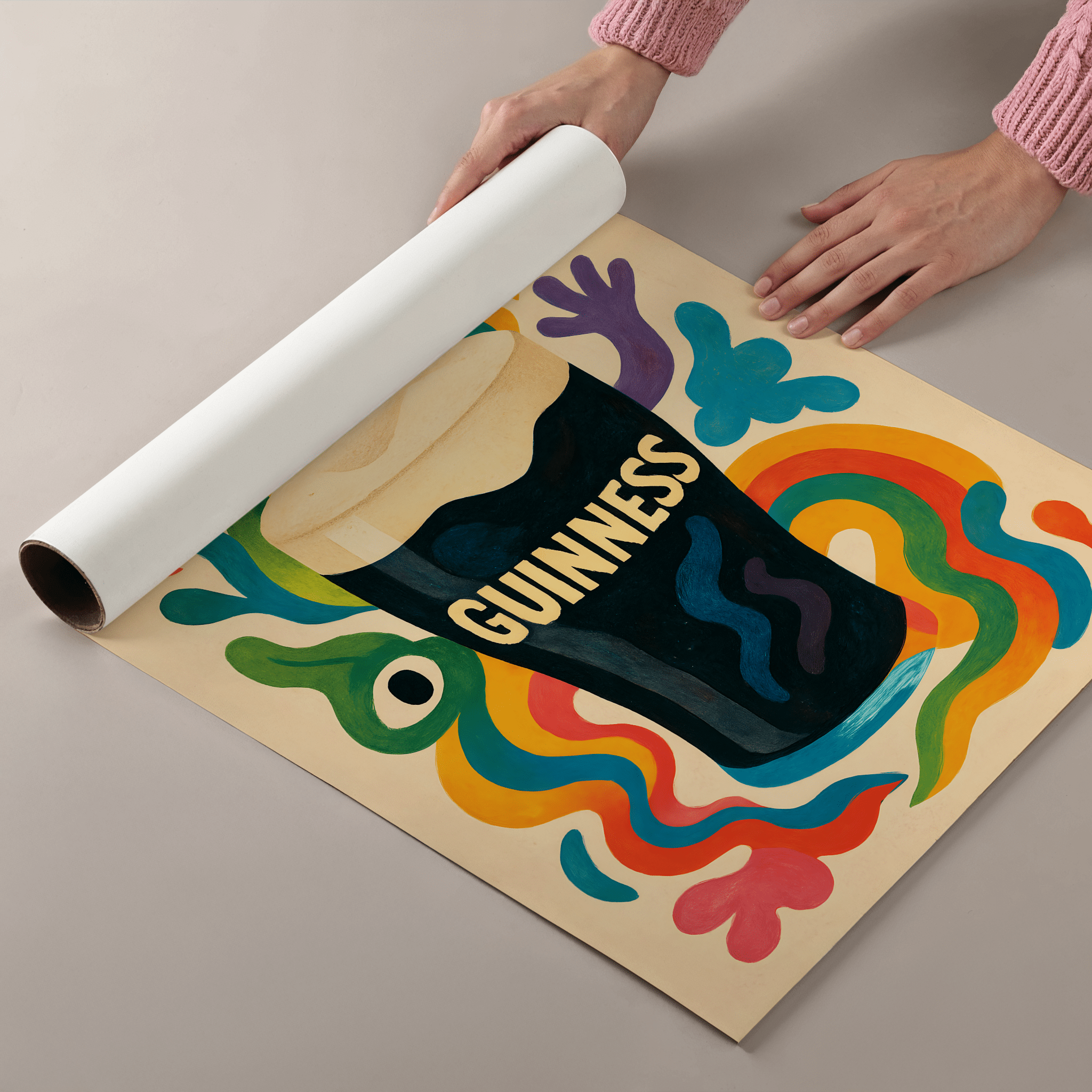 Guinness Drink Illustration Poster - Premium Semi - Glossy Poster - Mounted Framed Poster - The House Of BLOC