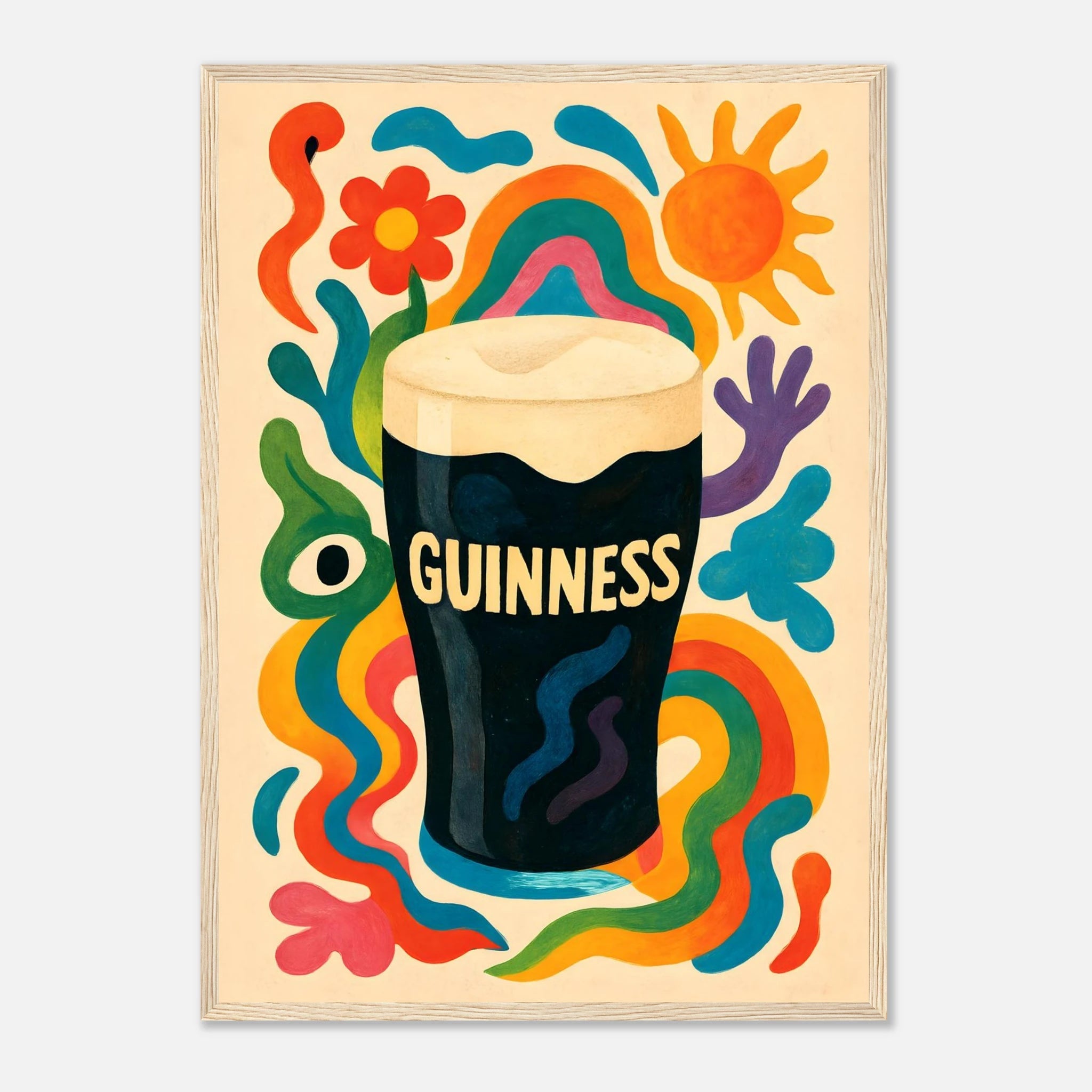 Guinness Drink Illustration Poster - Premium Semi - Glossy Poster - Mounted Framed Poster - The House Of BLOC