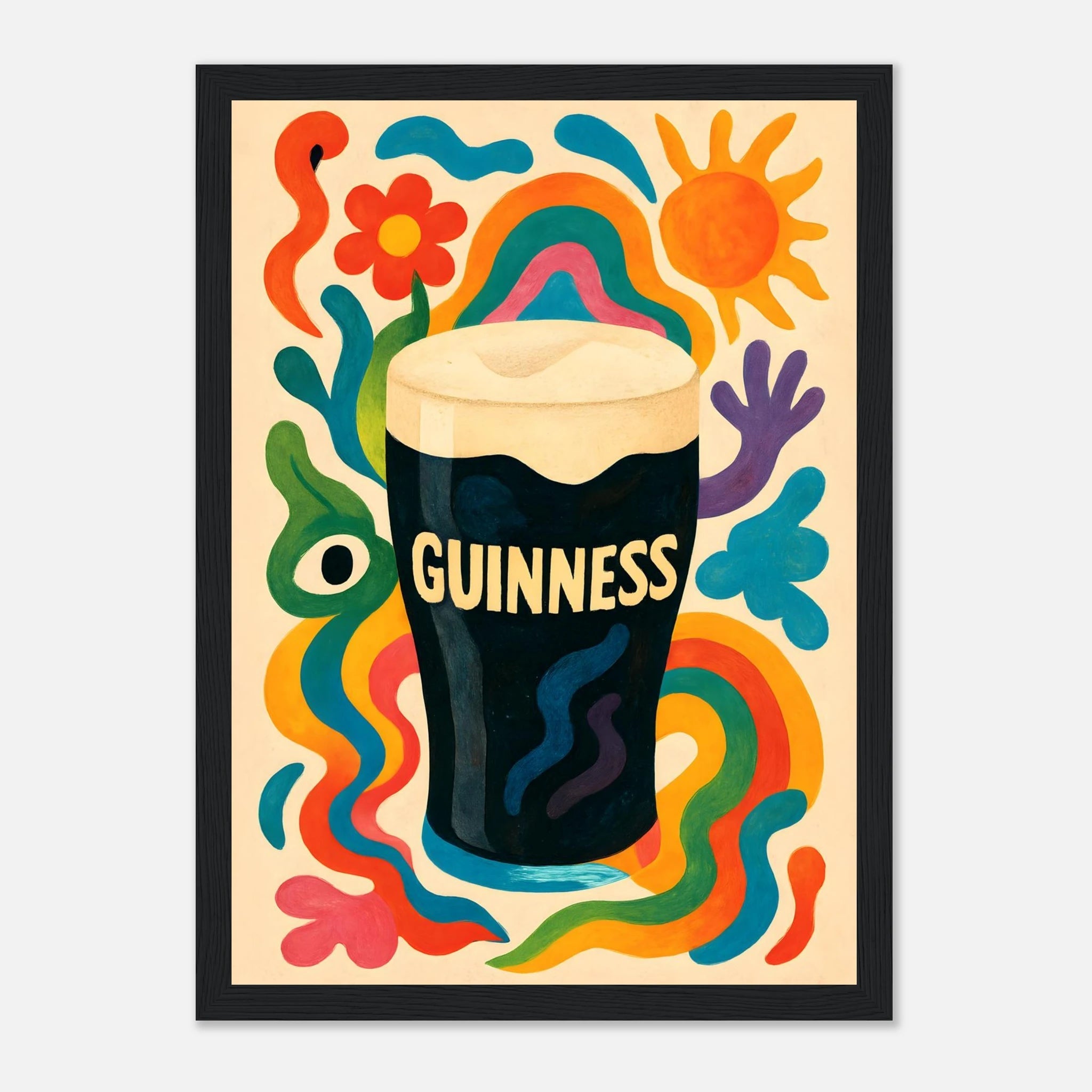 Guinness Drink Illustration Poster - Premium Semi - Glossy Poster - Mounted Framed Poster - The House Of BLOC