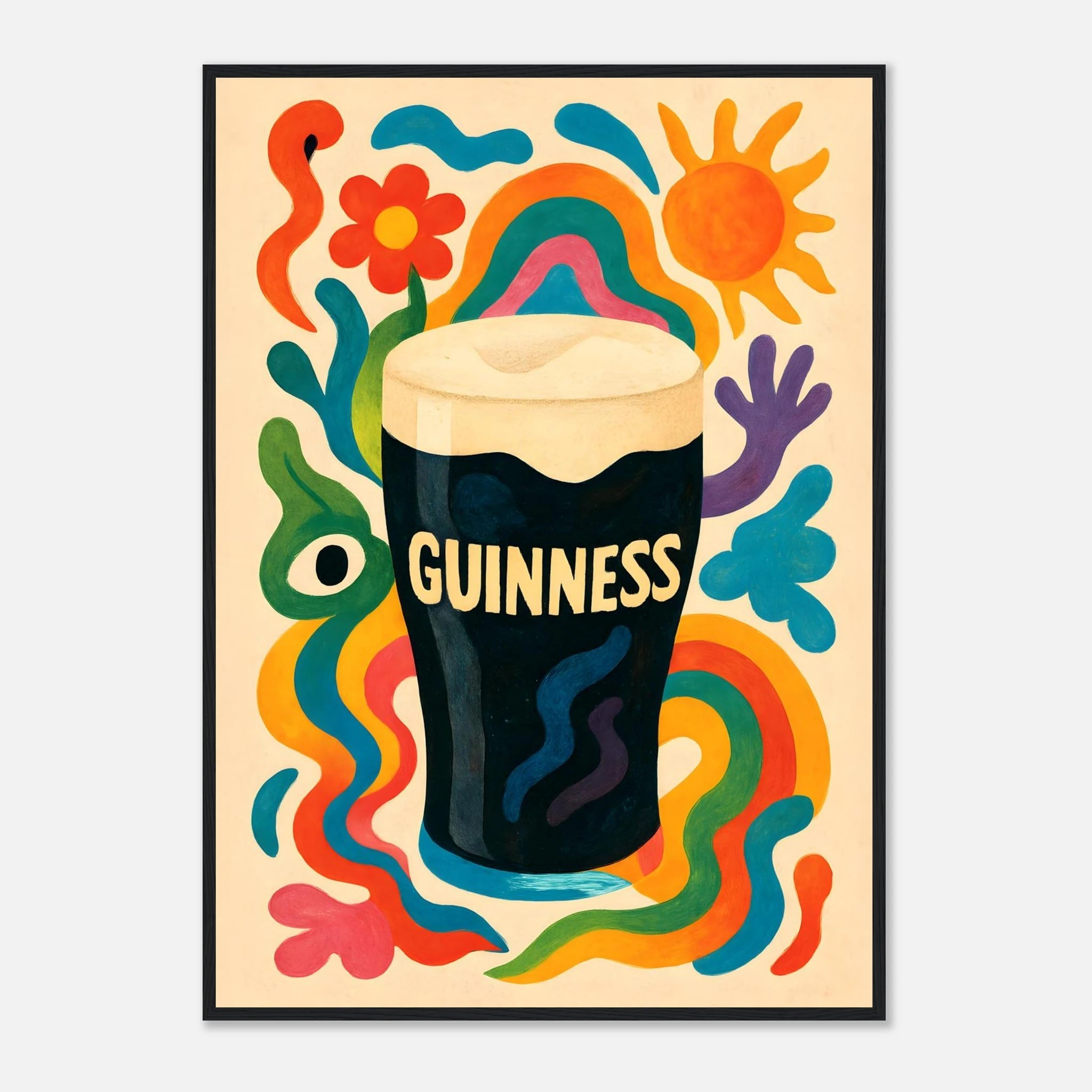 Guinness Drink Illustration Poster - Premium Semi - Glossy Poster - Mounted Framed Poster - The House Of BLOC