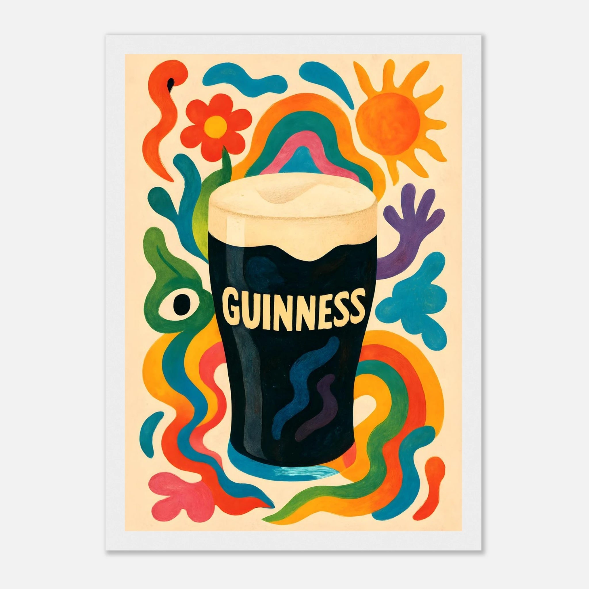 Guinness Drink Illustration Poster - Premium Semi - Glossy Poster - Mounted Framed Poster - The House Of BLOC