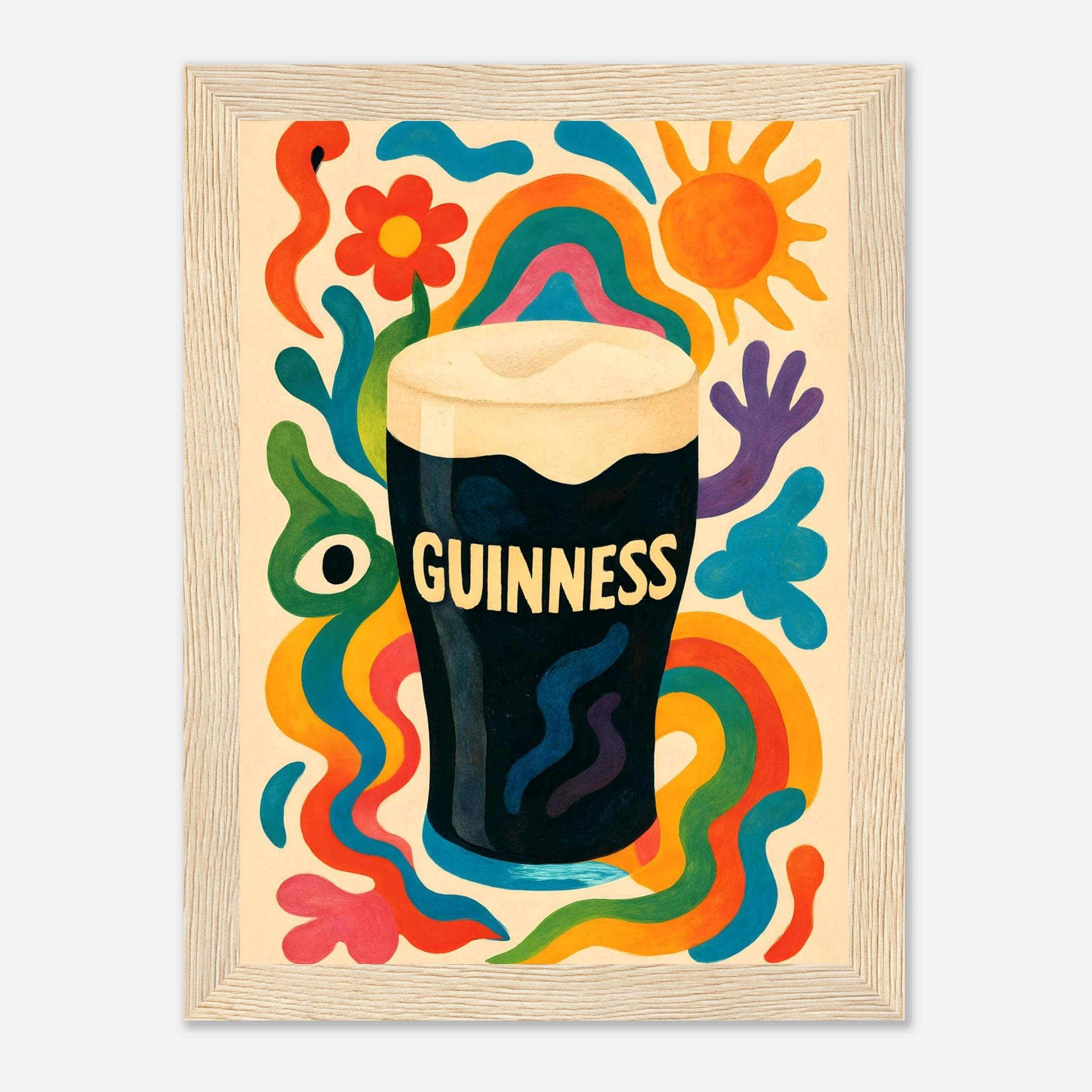 Guinness Drink Illustration Poster - Premium Semi - Glossy Poster - Mounted Framed Poster - The House Of BLOC