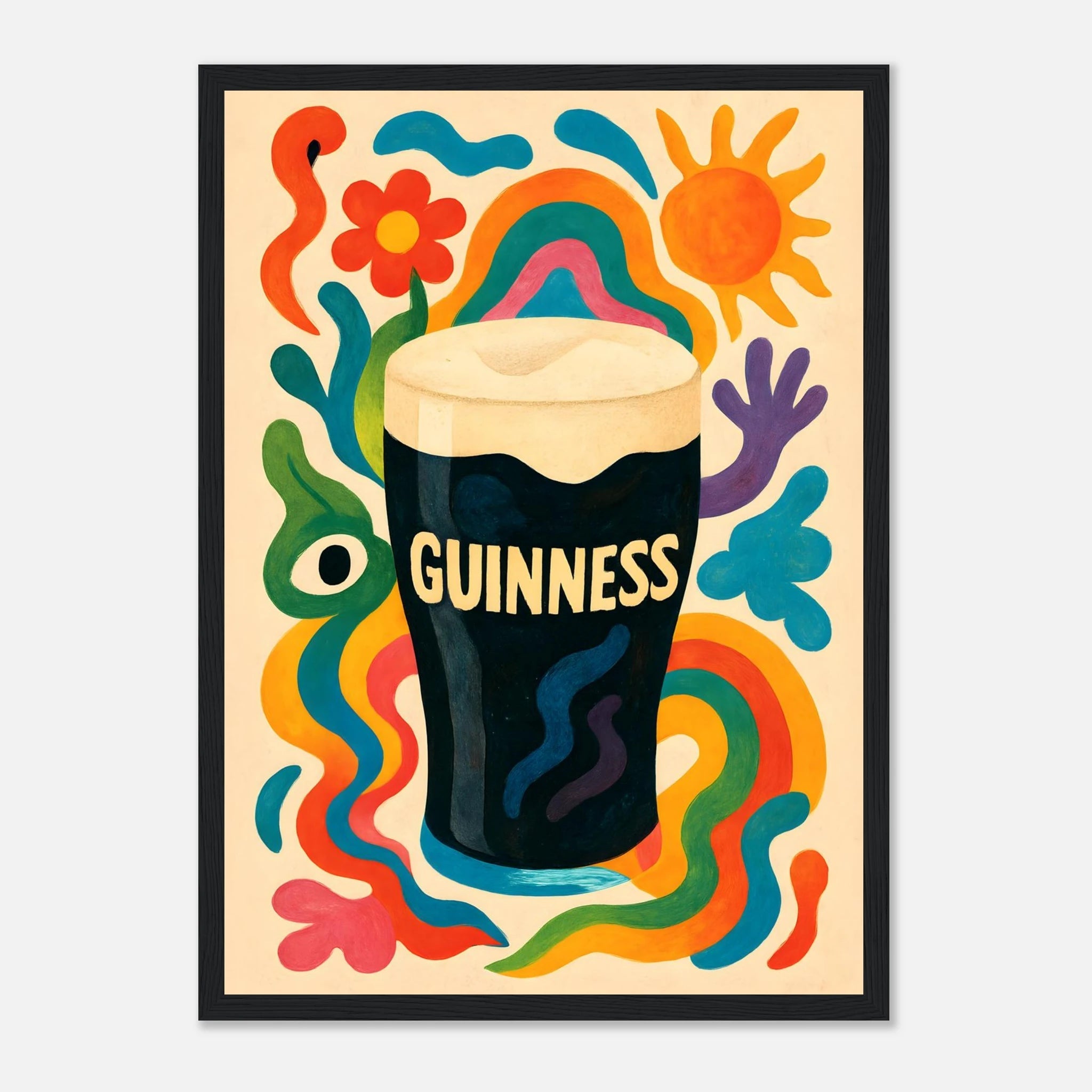 Guinness Drink Illustration Poster - Premium Semi - Glossy Poster - Mounted Framed Poster - The House Of BLOC