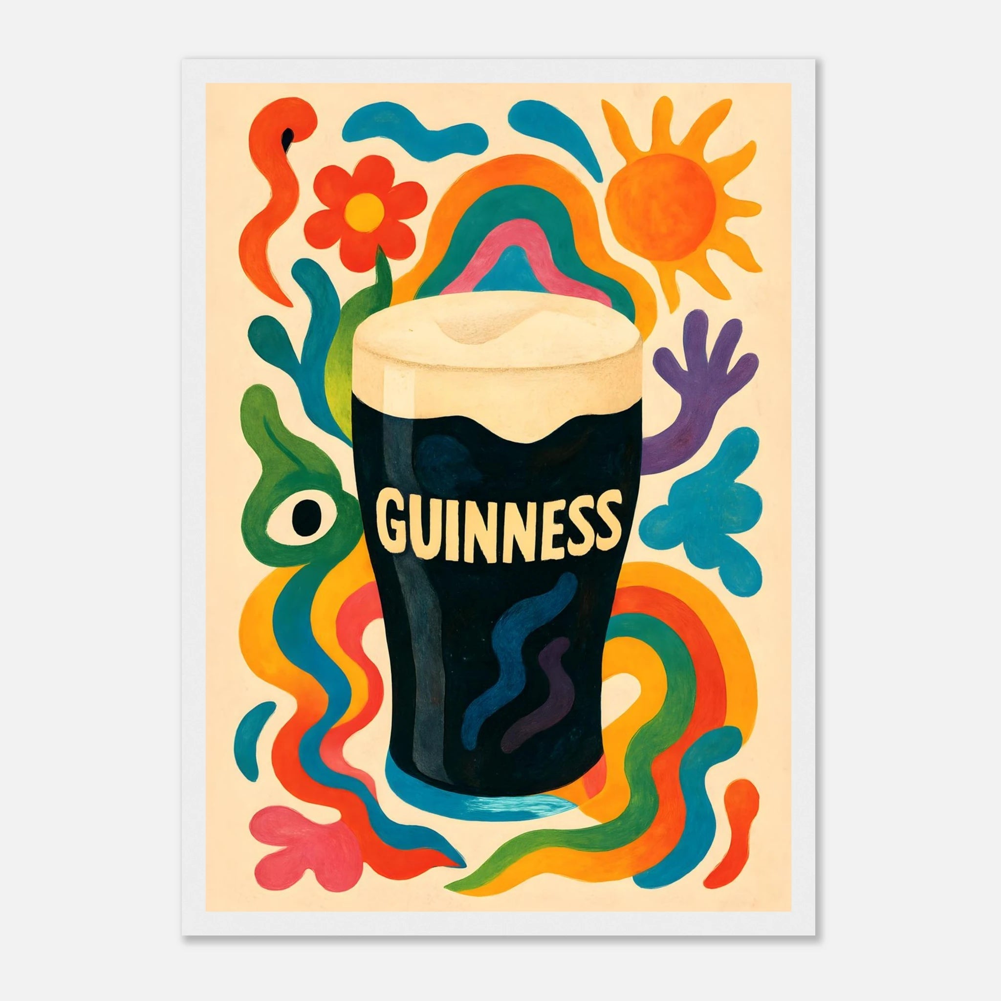Guinness Drink Illustration Poster - Premium Semi - Glossy Poster - Mounted Framed Poster - The House Of BLOC