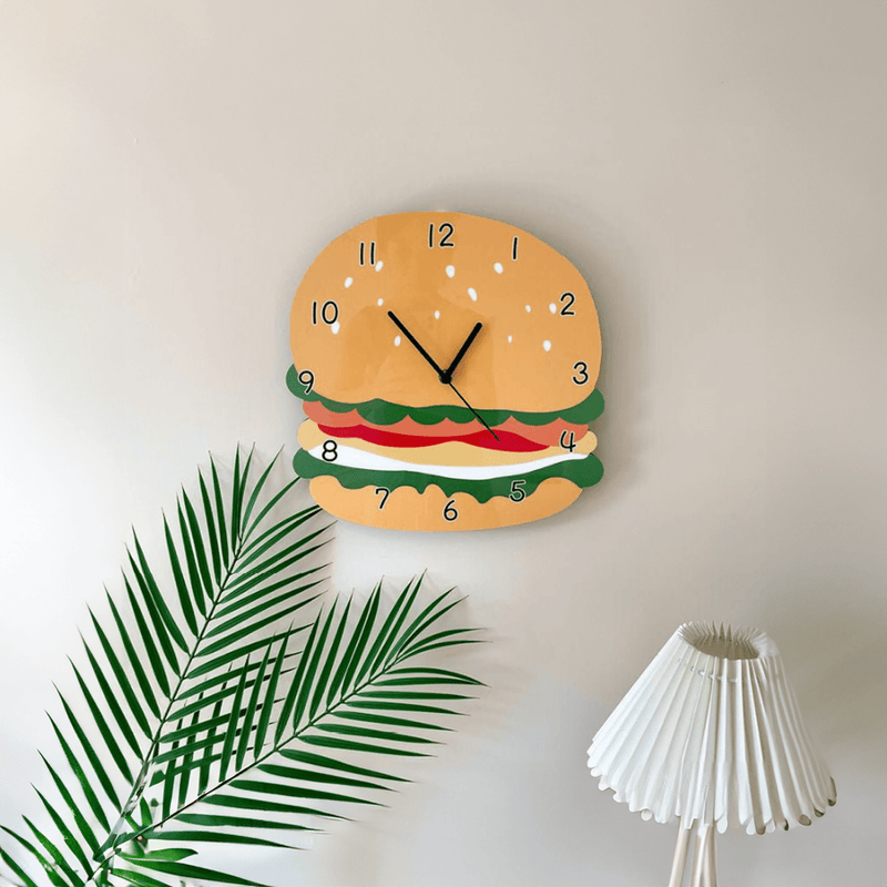 Hamburger Shaped Cartoon Silent Wall Clock - The House Of BLOC