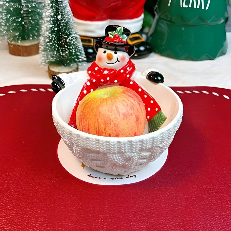 Hand Painted Christmas Snowman Fruit Bowl - The House Of BLOC