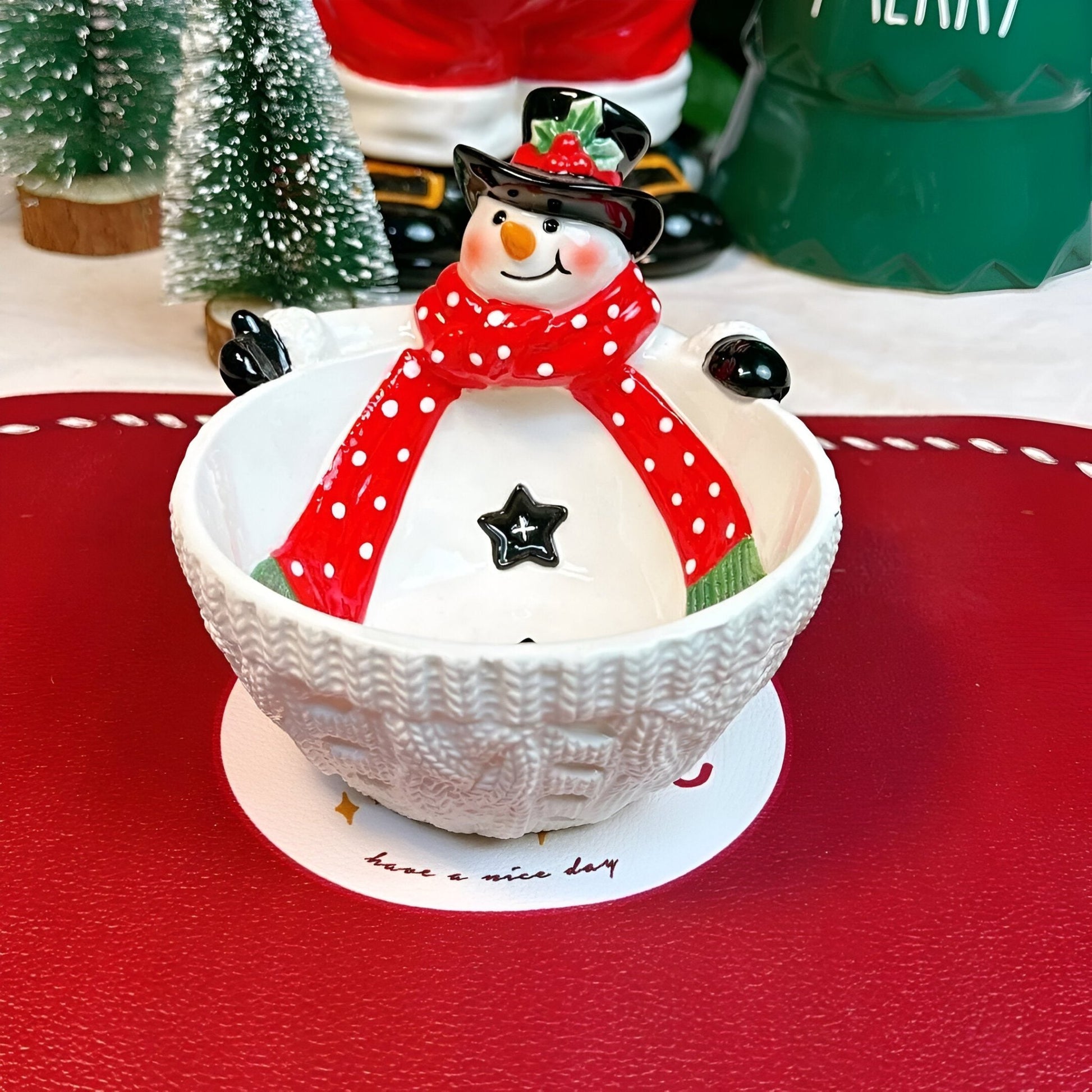 Hand Painted Christmas Snowman Fruit Bowl - The House Of BLOC