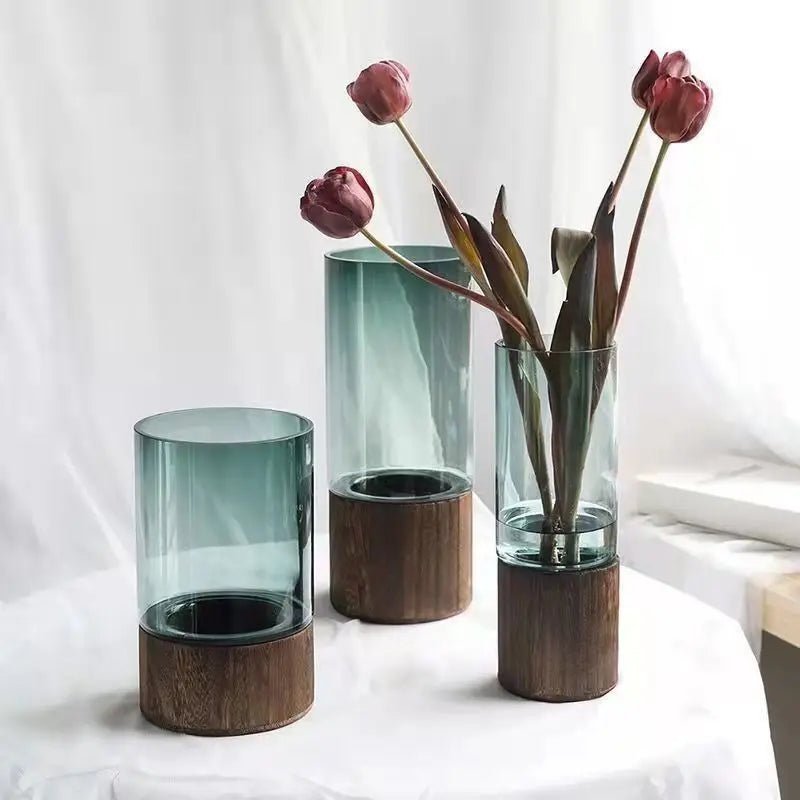 Hydroponic Wood & Glass Vase - The House Of BLOC