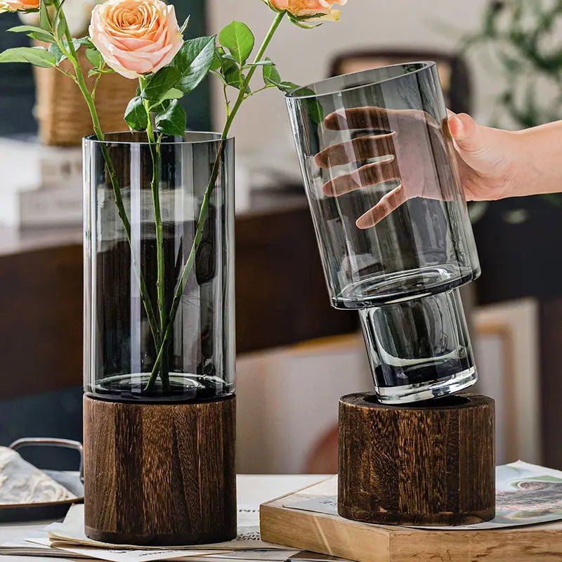 Hydroponic Wood & Glass Vase - The House Of BLOC