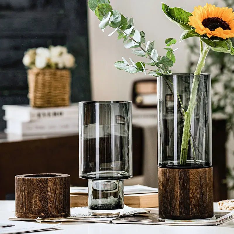 Hydroponic Wood & Glass Vase - The House Of BLOC