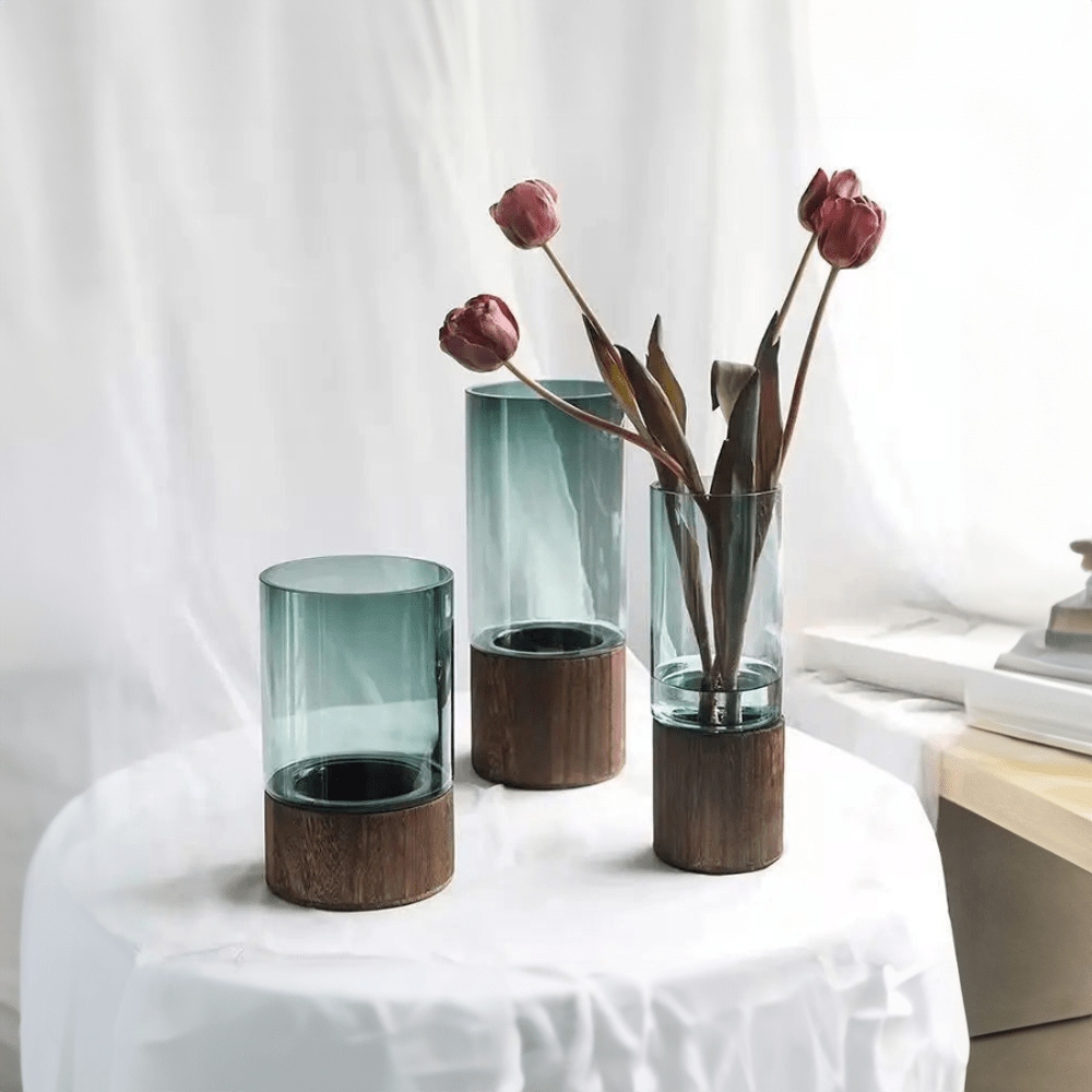 Hydroponic Wood & Glass Vase - The House Of BLOC