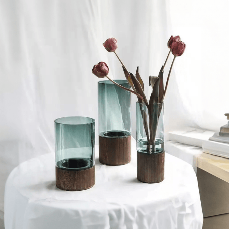 Hydroponic Wood & Glass Vase - The House Of BLOC