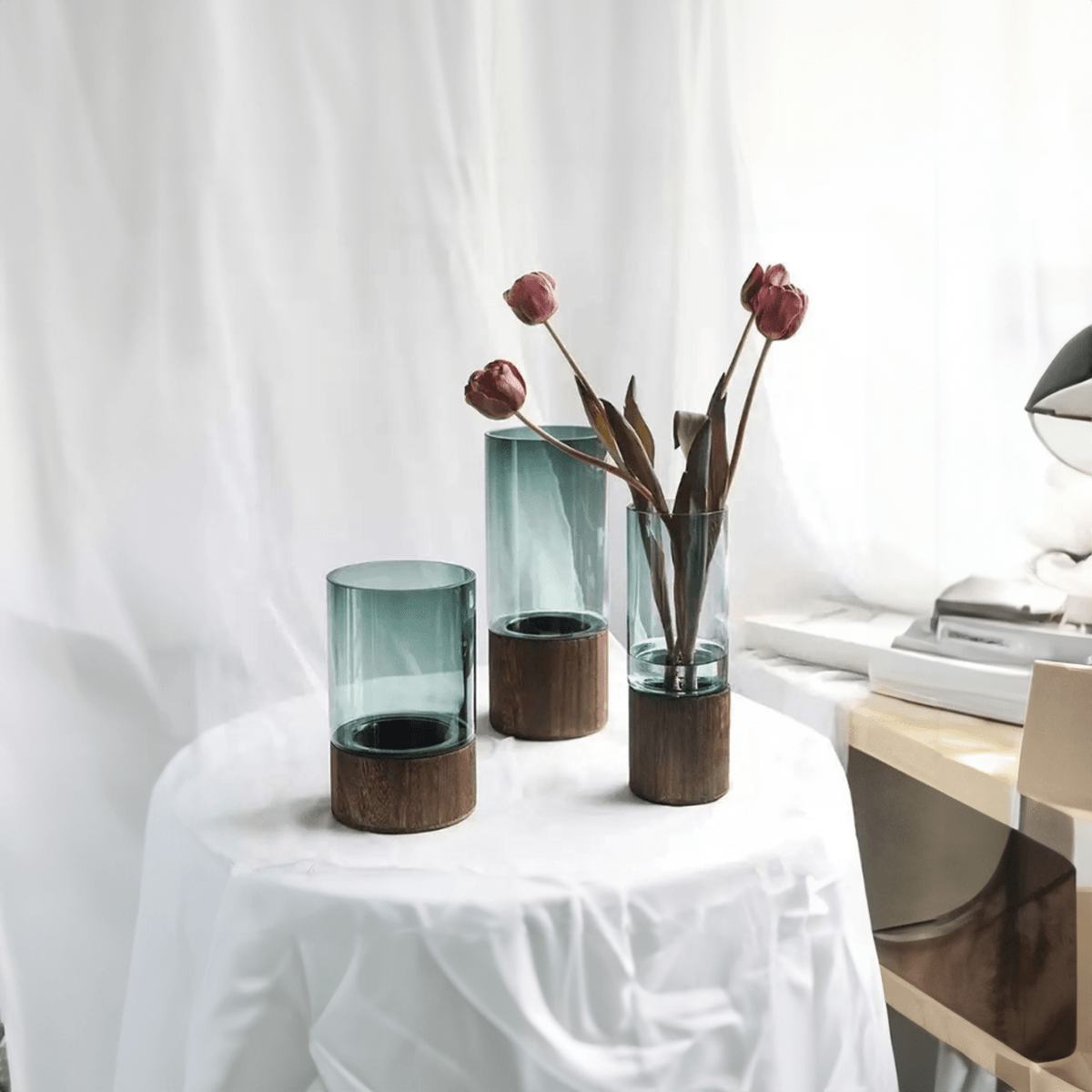 Hydroponic Wood & Glass Vase - The House Of BLOC