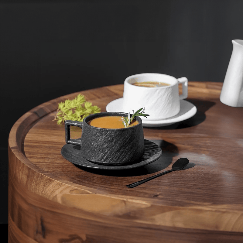 Japanese Style Rock Sand Ceramic Coffee Cup Set - The House Of BLOC