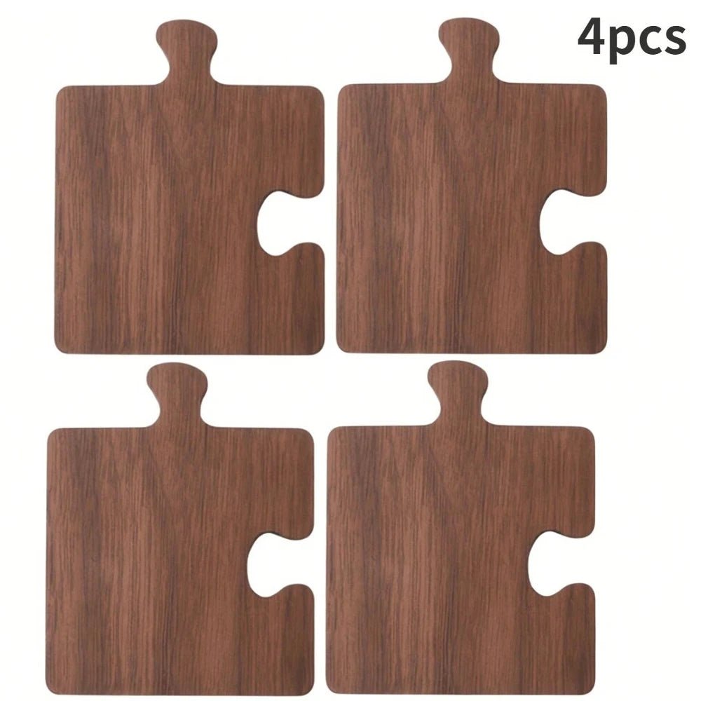 Jigsaw Shape Walnut Wood Coaster Set - The House Of BLOC