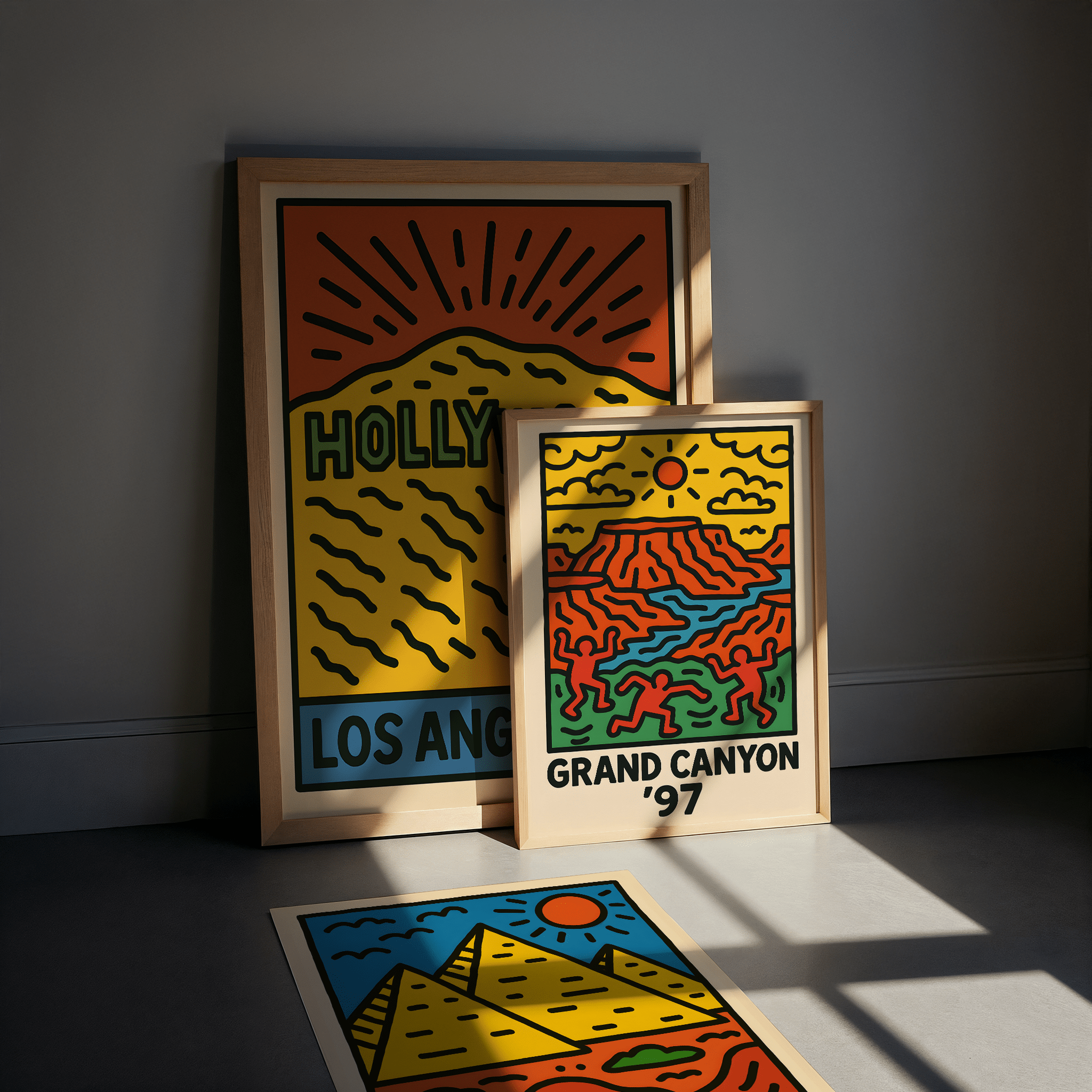 Los Angeles Hollywood Poster - Keith Haring Inspired - Premium Semi - Glossy Poster - The House Of BLOC
