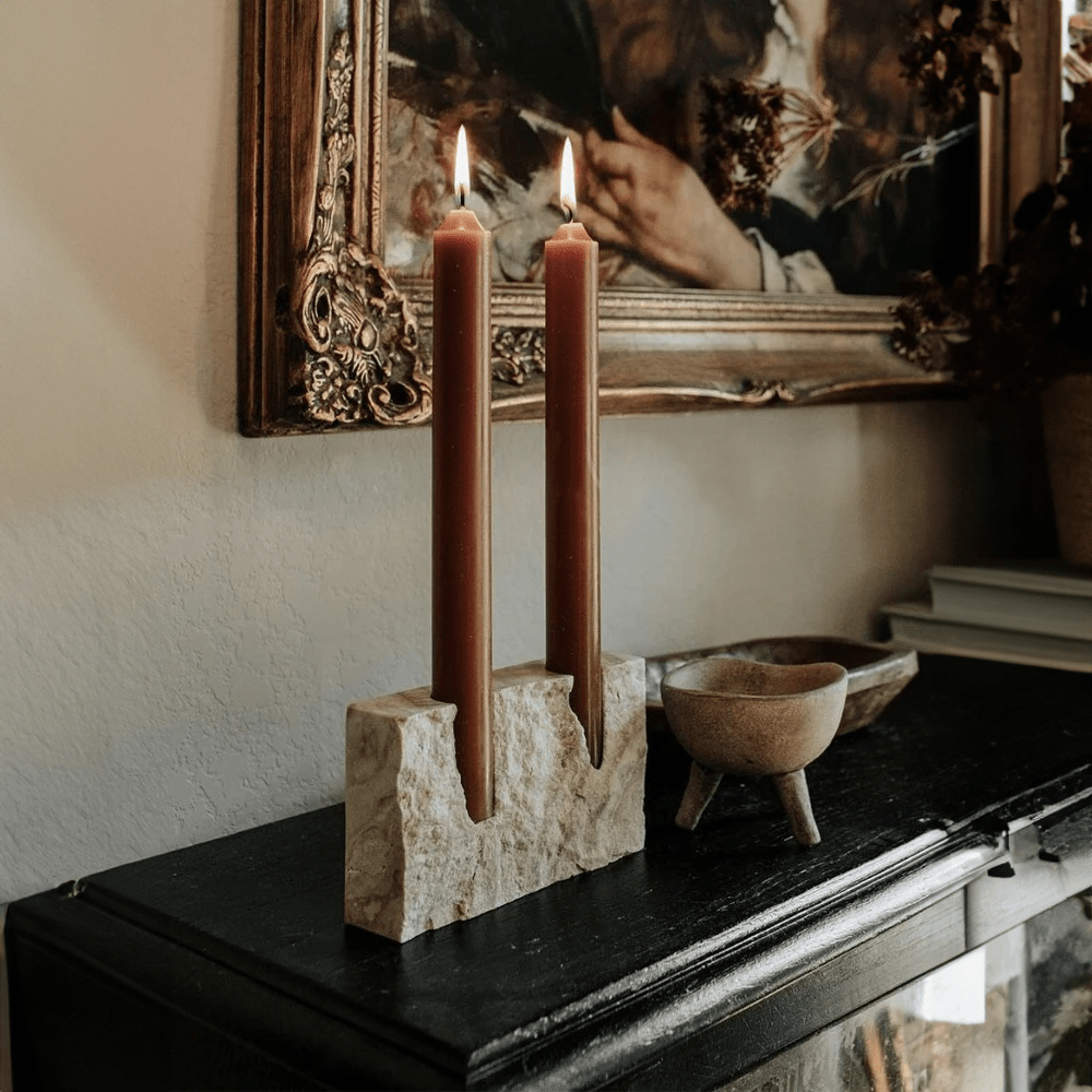 Marble Effect Candlestick Holder - The House Of BLOC