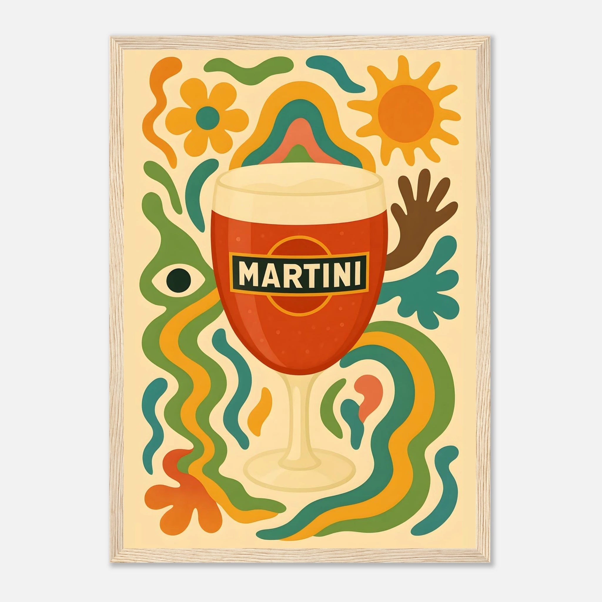 Martini Drink Illustration Poster - Premium Semi - Glossy Poster - Mounted Framed Poster - The House Of BLOC