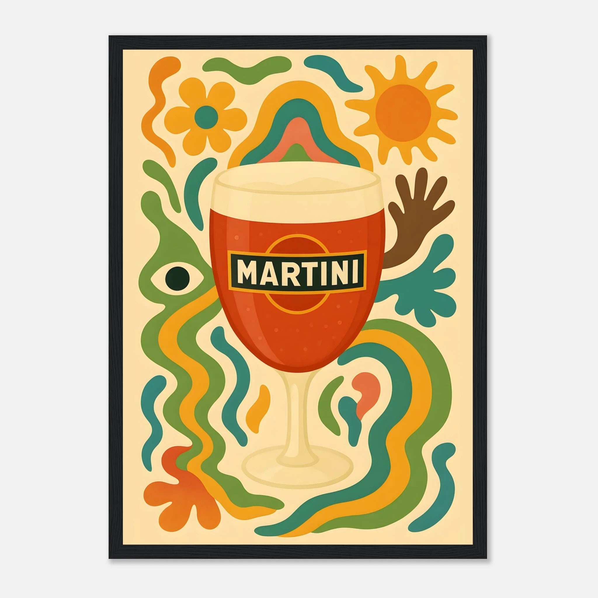 Martini Drink Illustration Poster - Premium Semi - Glossy Poster - Mounted Framed Poster - The House Of BLOC