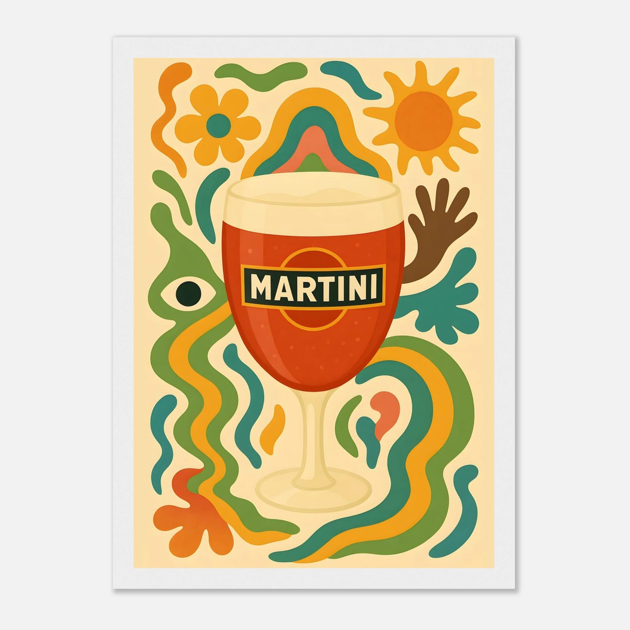 Martini Drink Illustration Poster - Premium Semi - Glossy Poster - Mounted Framed Poster - The House Of BLOC
