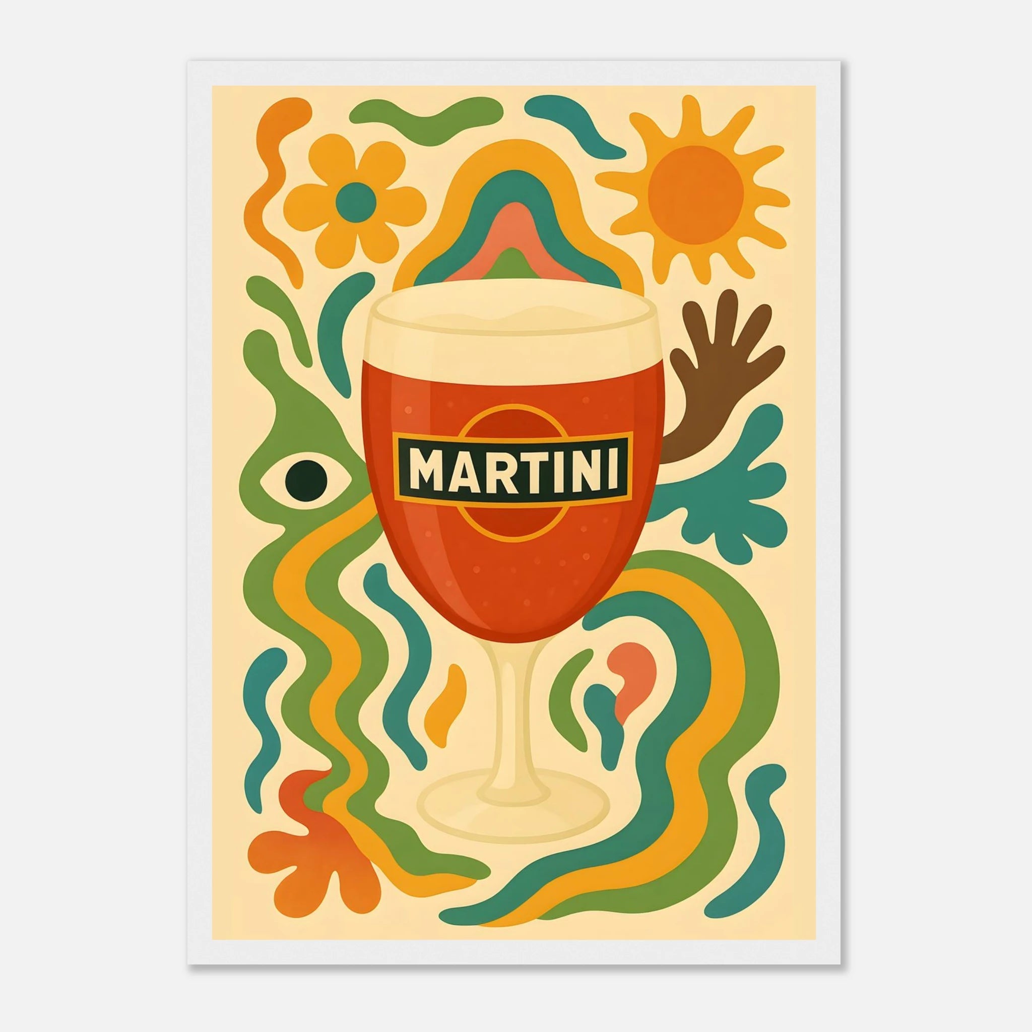 Martini Drink Illustration Poster - Premium Semi - Glossy Poster - Mounted Framed Poster - The House Of BLOC