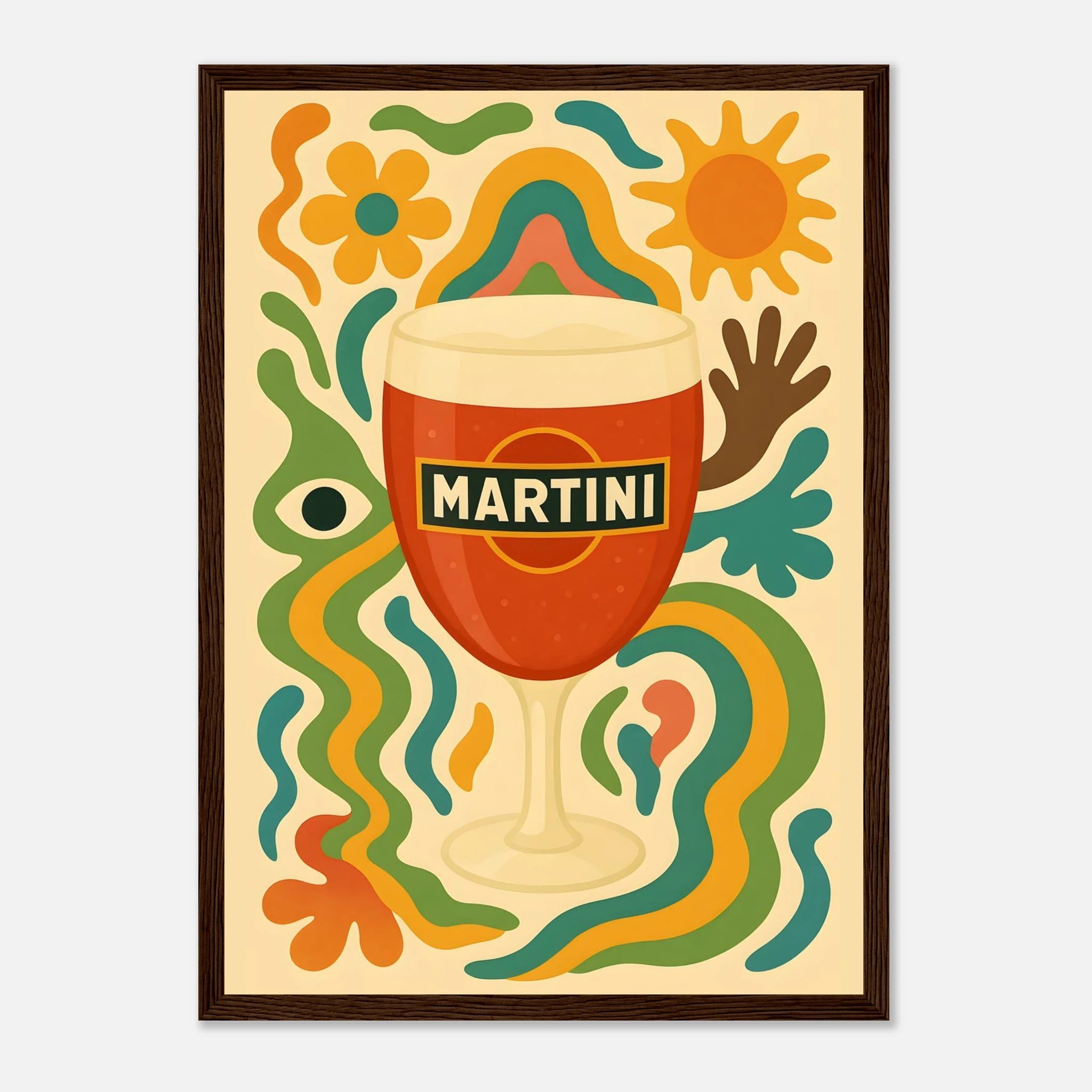 Martini Drink Illustration Poster - Premium Semi - Glossy Poster - Mounted Framed Poster - The House Of BLOC