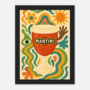 Martini Drink Illustration Poster - Premium Semi - Glossy Poster - Mounted Framed Poster - The House Of BLOC