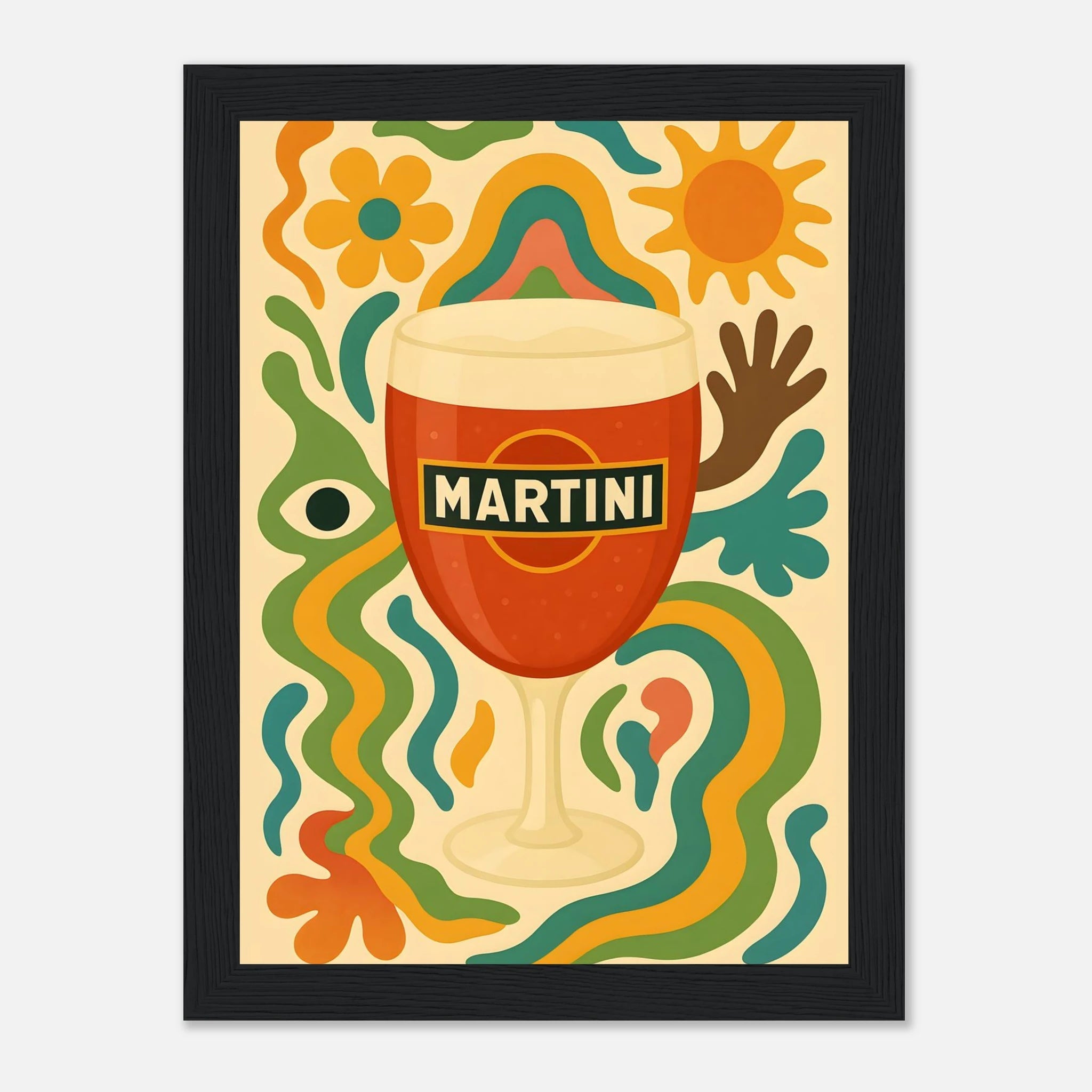 Martini Drink Illustration Poster - Premium Semi - Glossy Poster - Mounted Framed Poster - The House Of BLOC