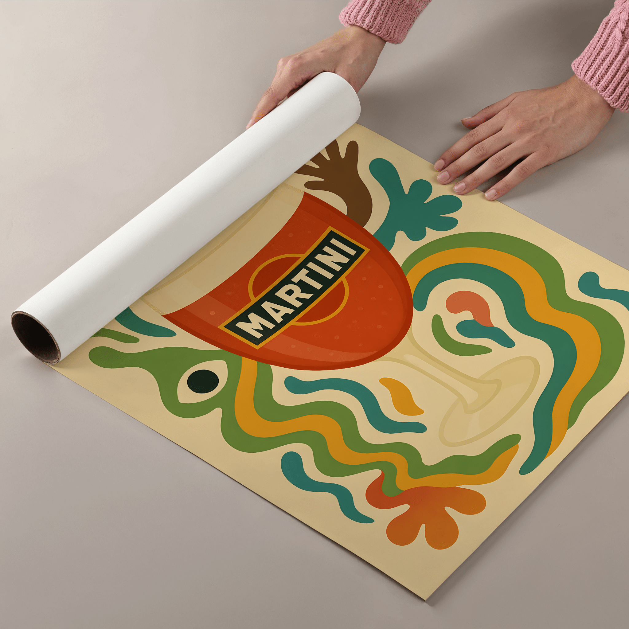 Martini Drink Illustration Poster - Premium Semi - Glossy Poster - Mounted Framed Poster - The House Of BLOC