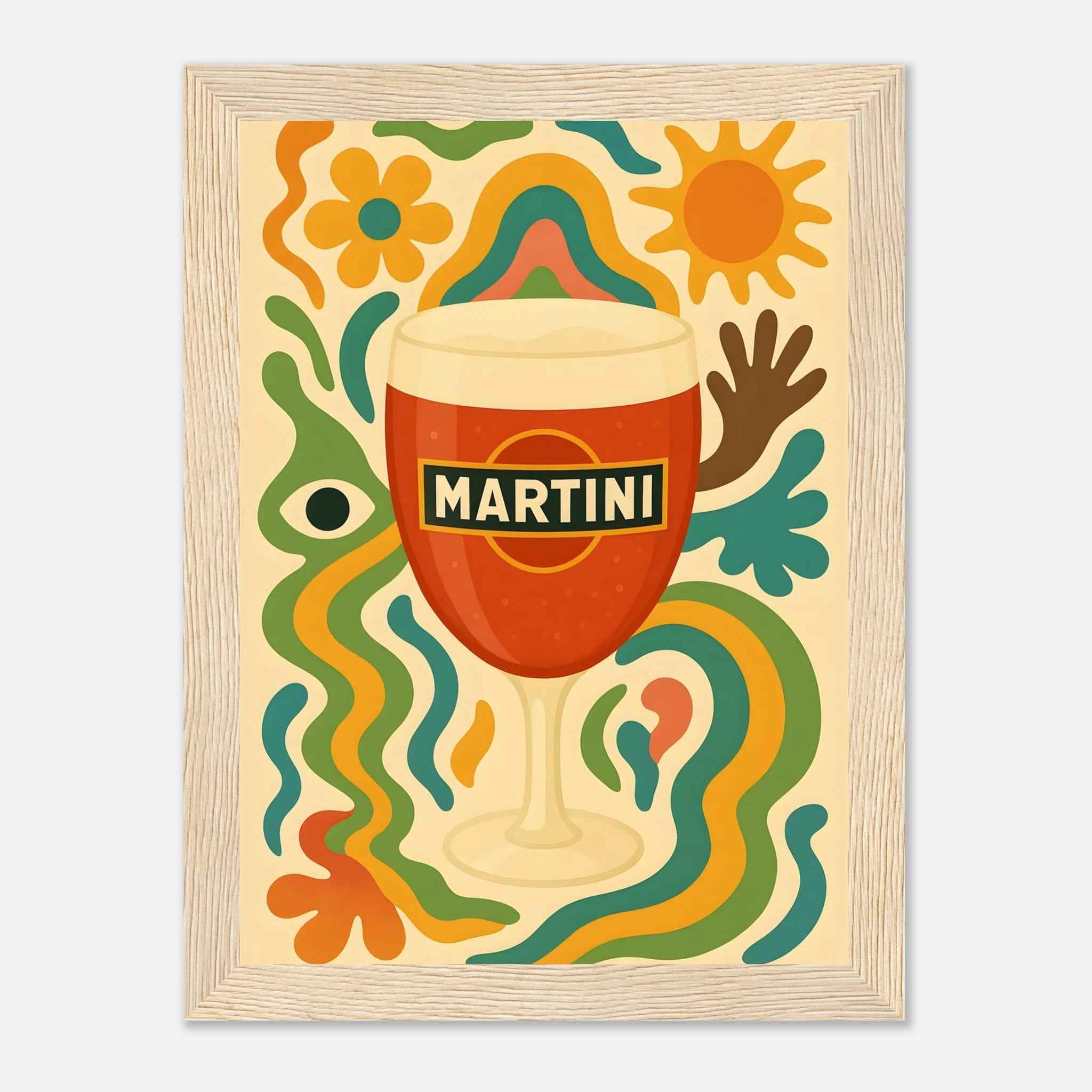Martini Drink Illustration Poster - Premium Semi - Glossy Poster - Mounted Framed Poster - The House Of BLOC