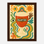 Martini Drink Illustration Poster - Premium Semi - Glossy Poster - Mounted Framed Poster - The House Of BLOC