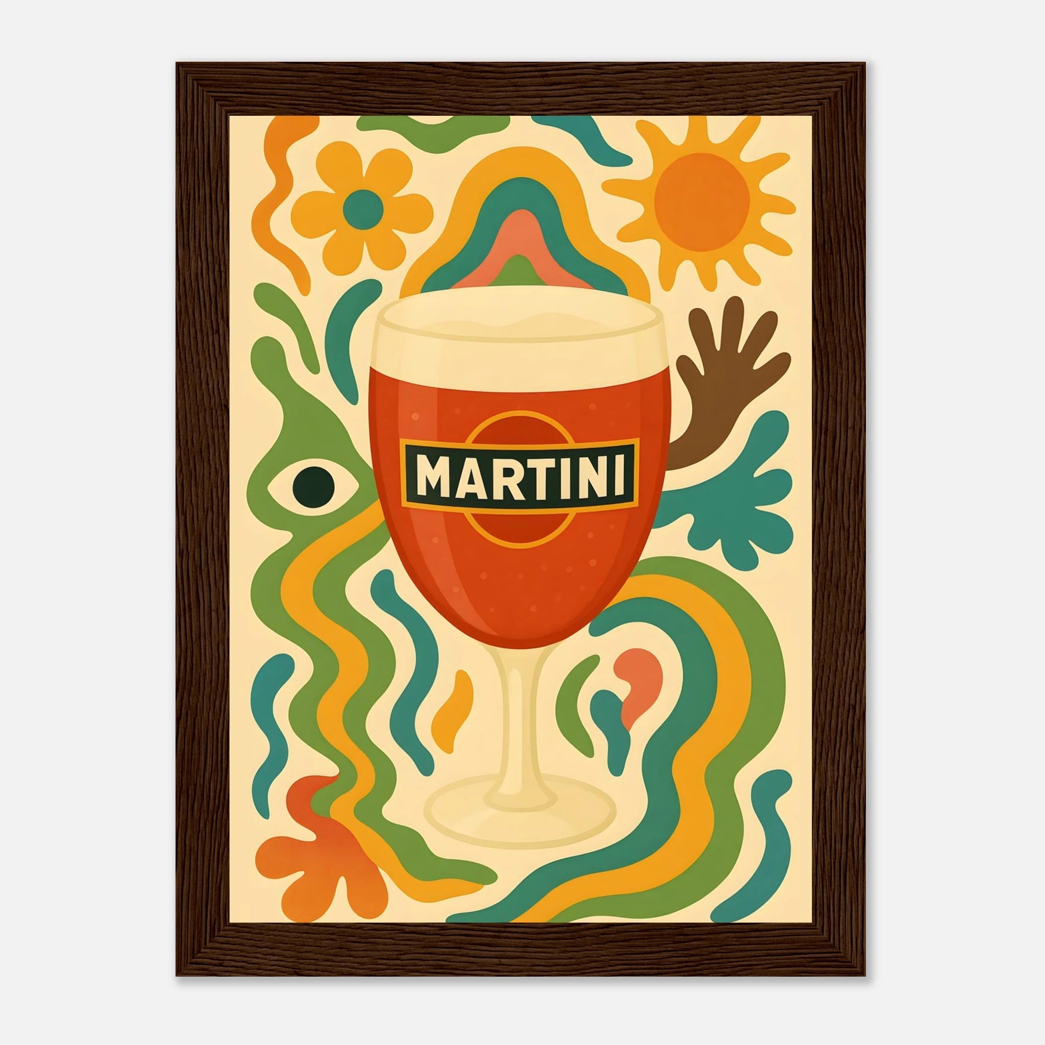 Martini Drink Illustration Poster - Premium Semi - Glossy Poster - Mounted Framed Poster - The House Of BLOC