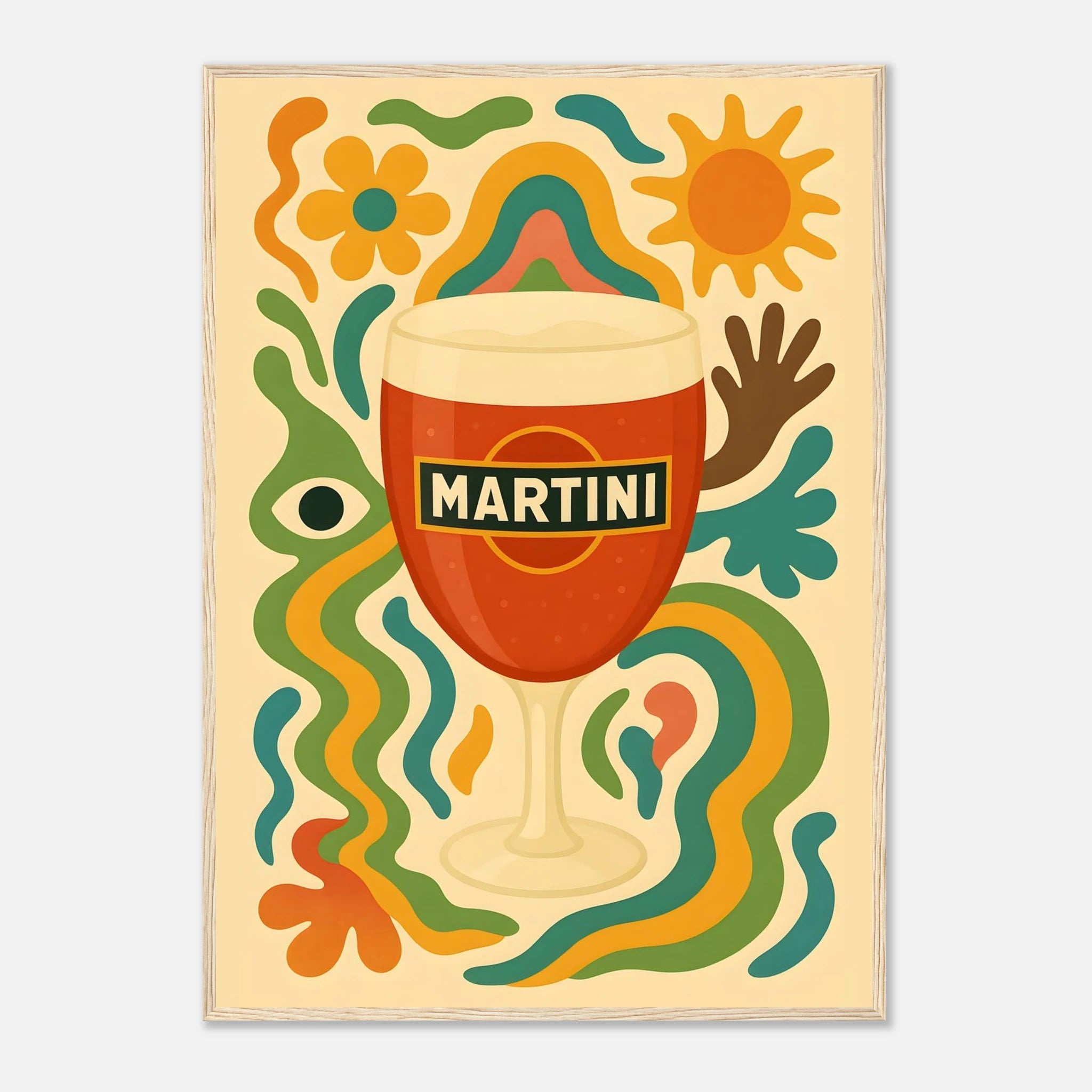 Martini Drink Illustration Poster - Premium Semi - Glossy Poster - Mounted Framed Poster - The House Of BLOC