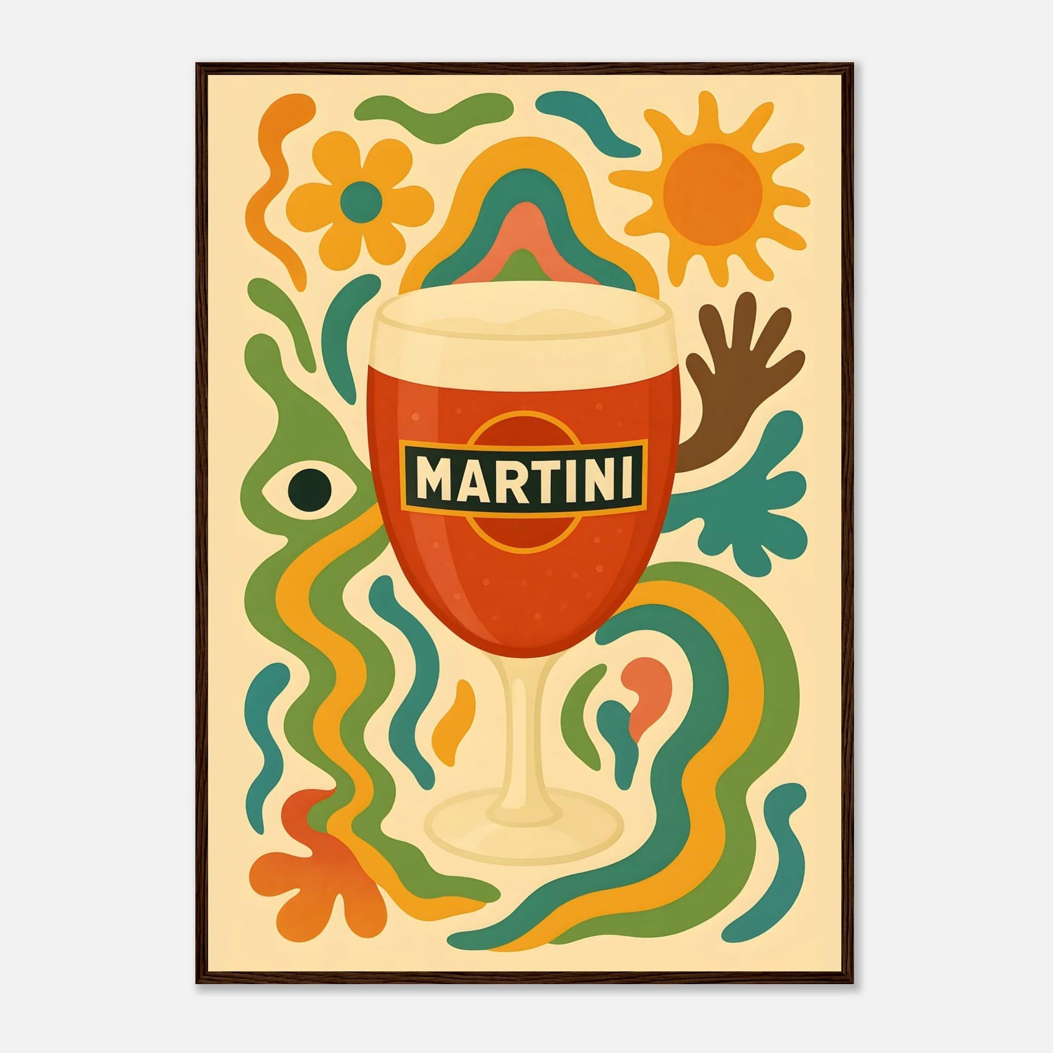 Martini Drink Illustration Poster - Premium Semi - Glossy Poster - Mounted Framed Poster - The House Of BLOC
