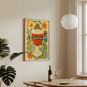 Martini Drink Illustration Poster - Premium Semi - Glossy Poster - Mounted Framed Poster - The House Of BLOC