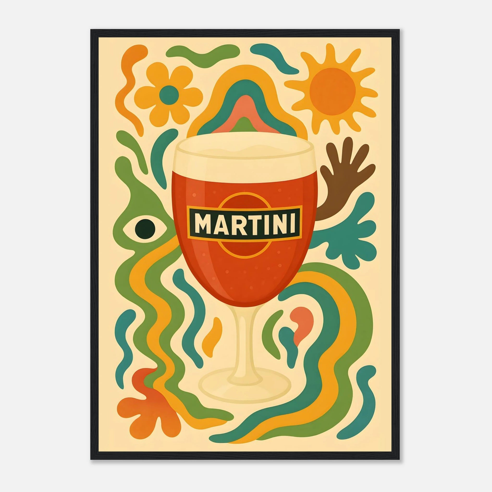 Martini Drink Illustration Poster - Premium Semi - Glossy Poster - Mounted Framed Poster - The House Of BLOC