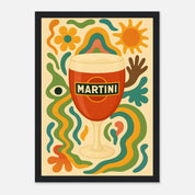 Martini Drink Illustration Poster - Premium Semi - Glossy Poster - Mounted Framed Poster - The House Of BLOC