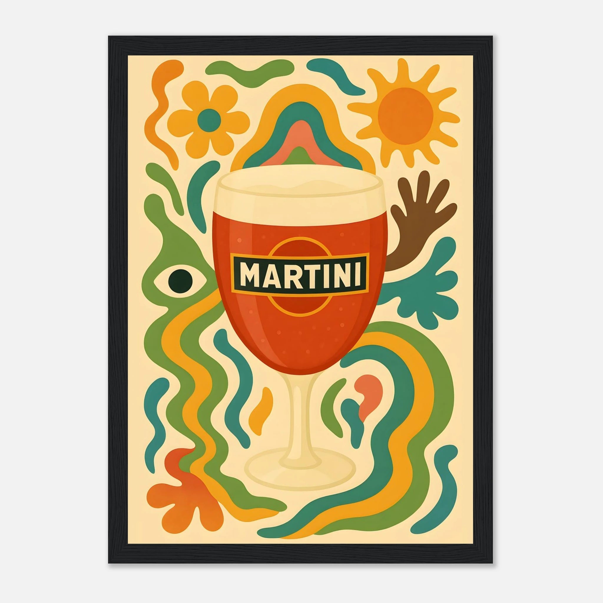 Martini Drink Illustration Poster - Premium Semi - Glossy Poster - Mounted Framed Poster - The House Of BLOC