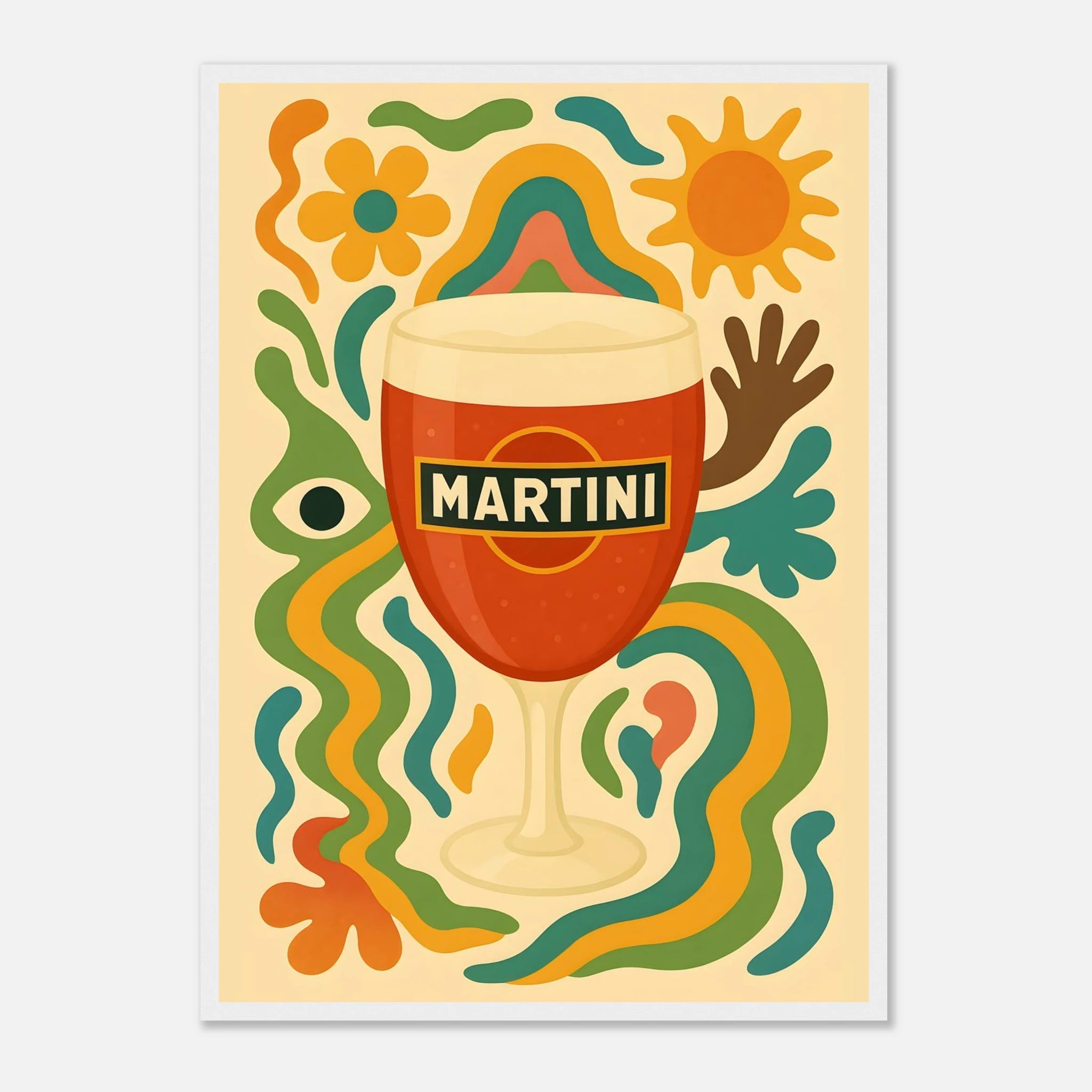 Martini Drink Illustration Poster - Premium Semi - Glossy Poster - Mounted Framed Poster - The House Of BLOC