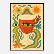 Martini Drink Illustration Poster - Premium Semi - Glossy Poster - Mounted Framed Poster - The House Of BLOC